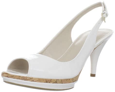 white slingback peep toe heels.